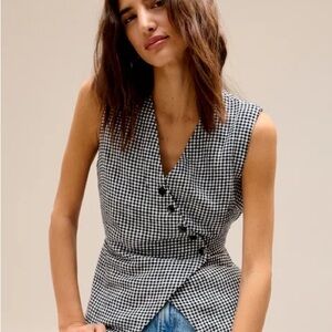 Abercrombie & Fitch Black and White Checkered Blouse